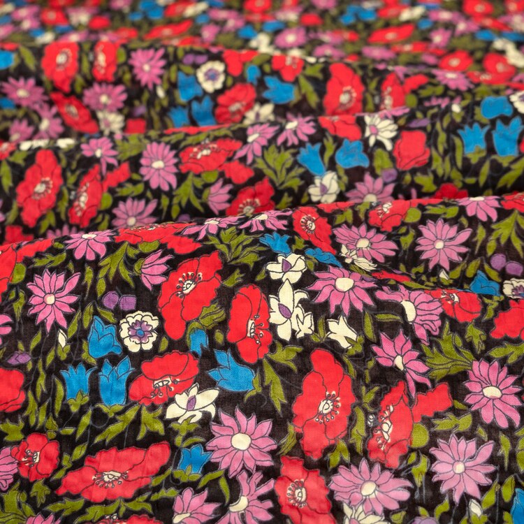 Secret Garden Crinkle Cotton - Black