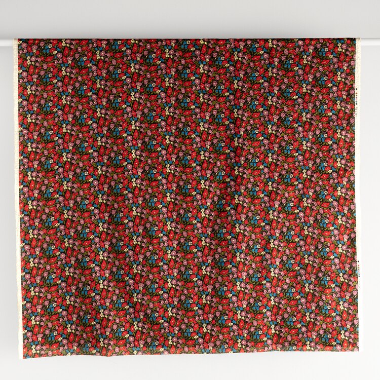 Secret Garden Crinkle Cotton - Black