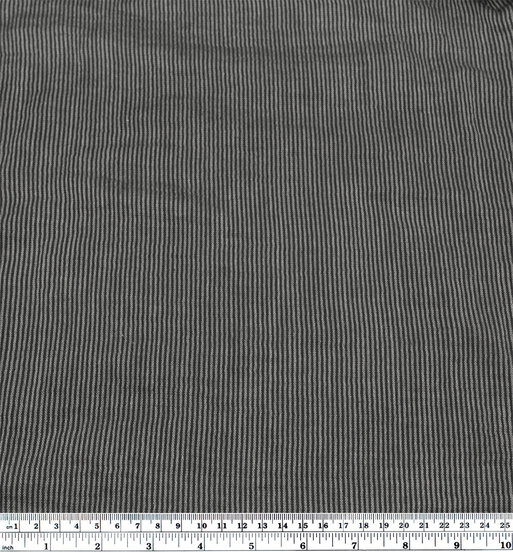 Fine Striped Organic Cotton Double Gauze - Charcoal | Blackbird Fabrics