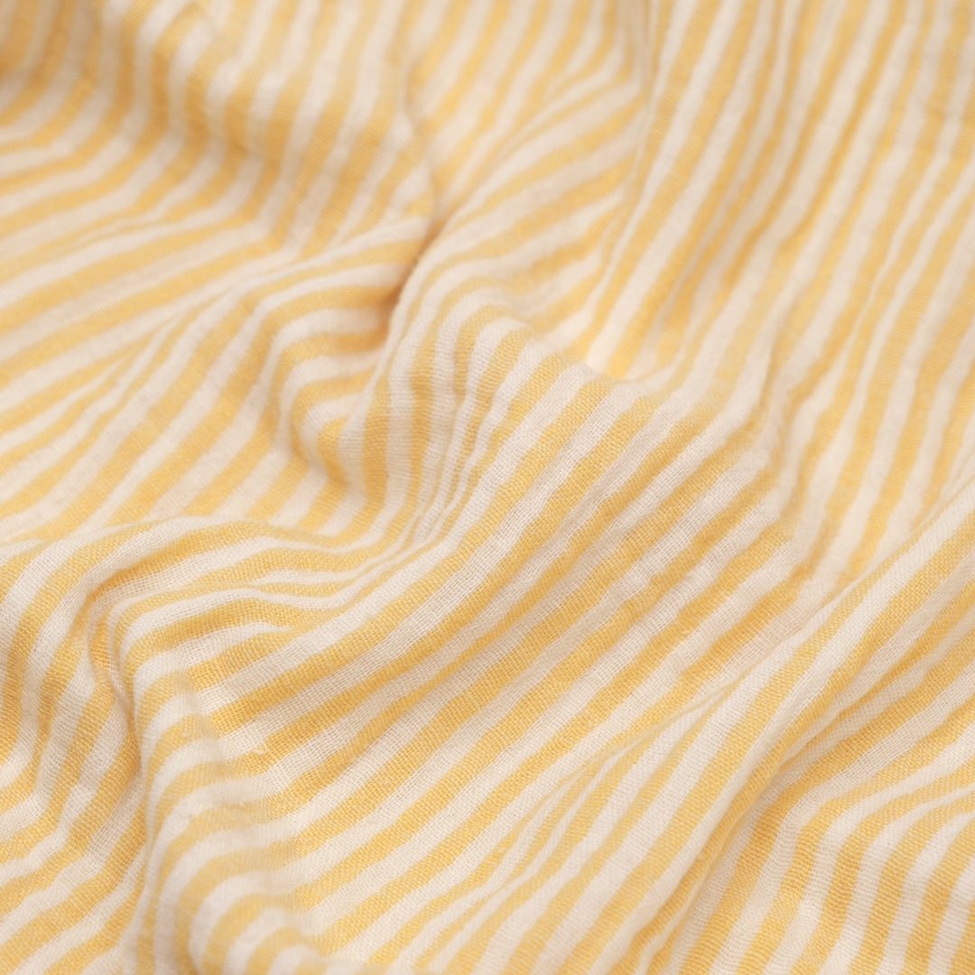 Striped Organic Cotton Double Gauze - Buttercup | Blackbird Fabrics
