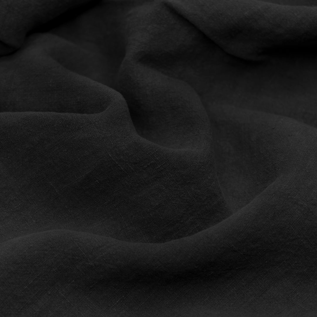 Washed Linen - Black | Blackbird Fabrics