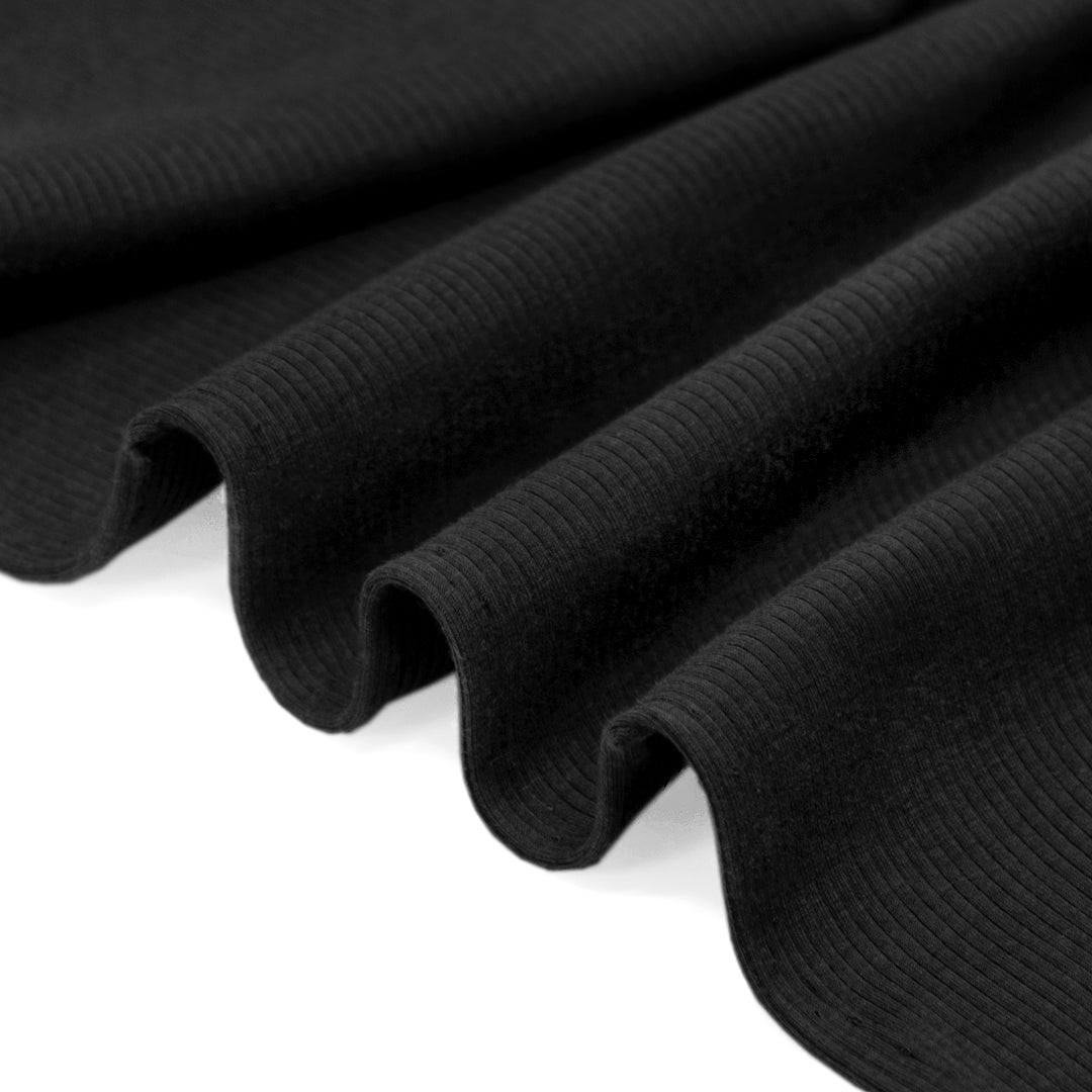 Unwind Bamboo Cotton Rib Knit - Black | Blackbird Fabrics