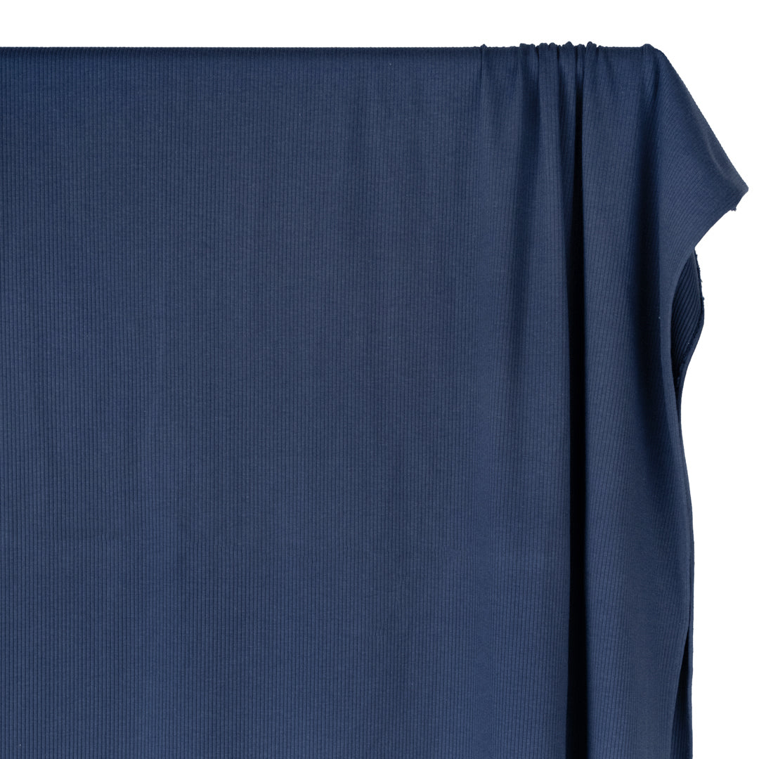 Unwind Bamboo Cotton Rib Knit - Heathered Ocean | Blackbird Fabrics
