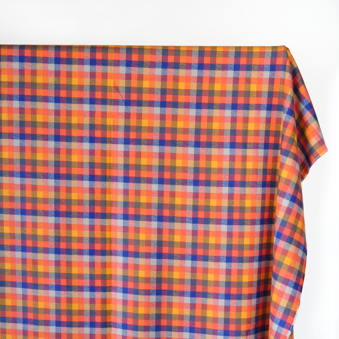 Plaid Cotton Flannel - Cobalt/Orange/Mustard