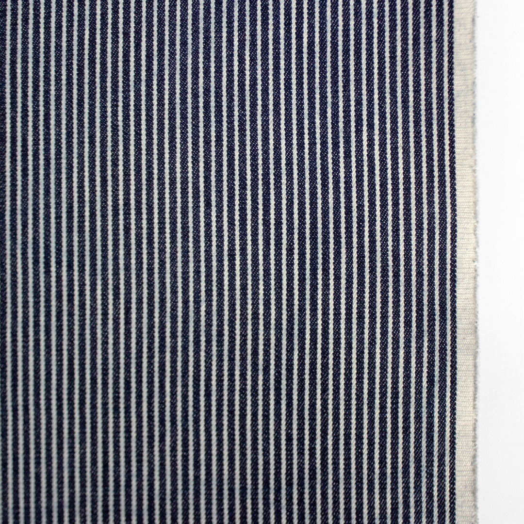10oz Railroad Striped Denim - Dark Indigo/White