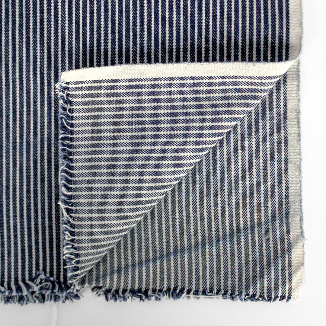 10oz Railroad Striped Denim - Dark Indigo/White