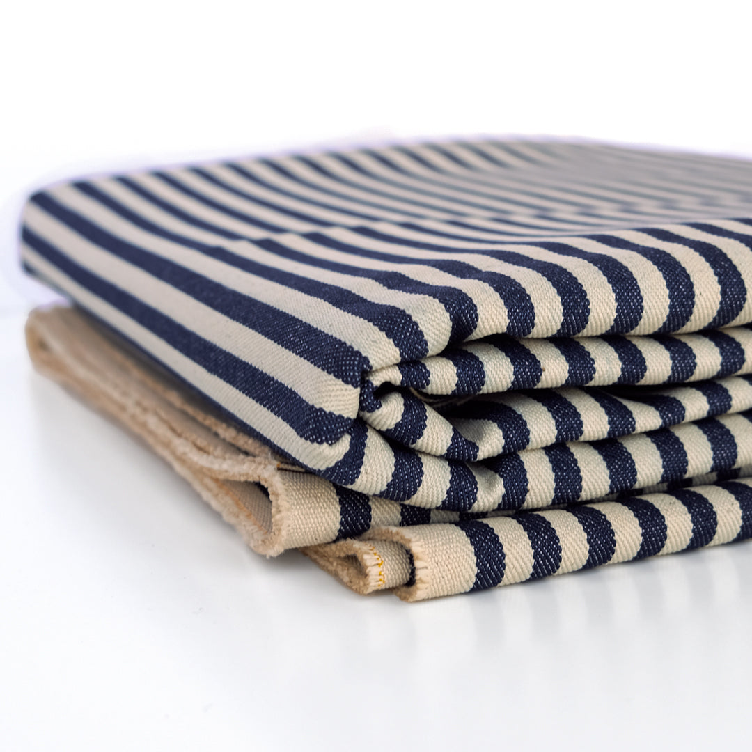 12oz Wide Railroad Striped Denim - Indigo/Ecru