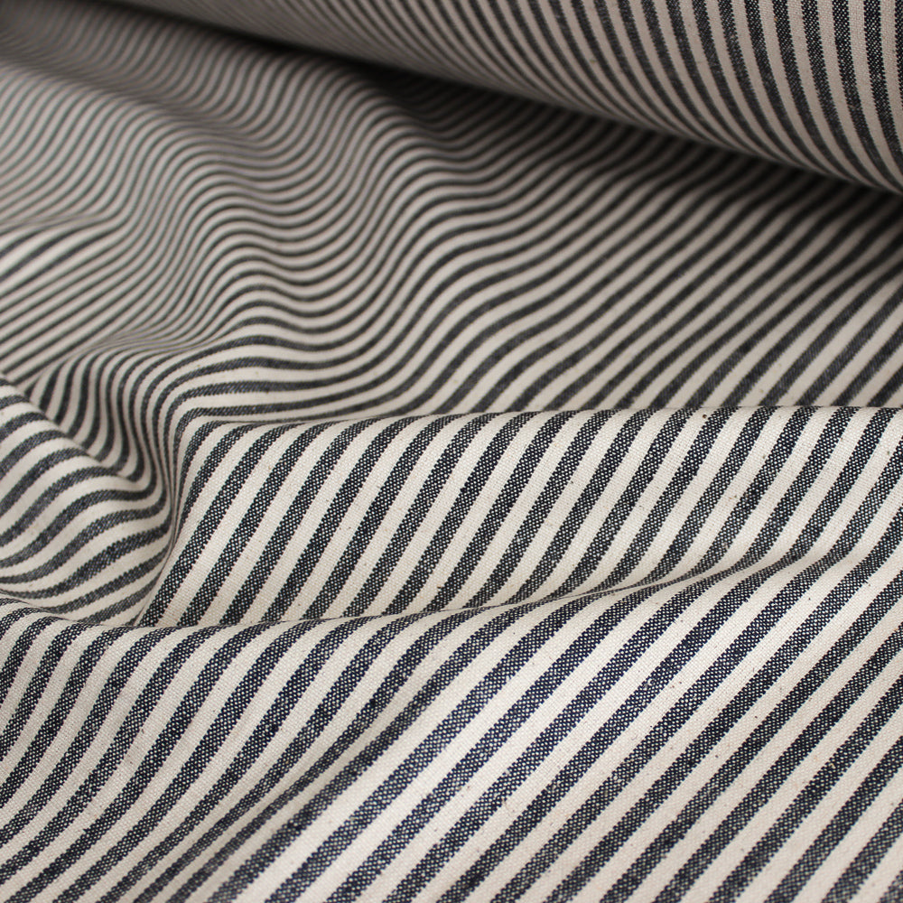 6oz Hemp & Organic Cotton Canvas Stripe - Black/Natural
