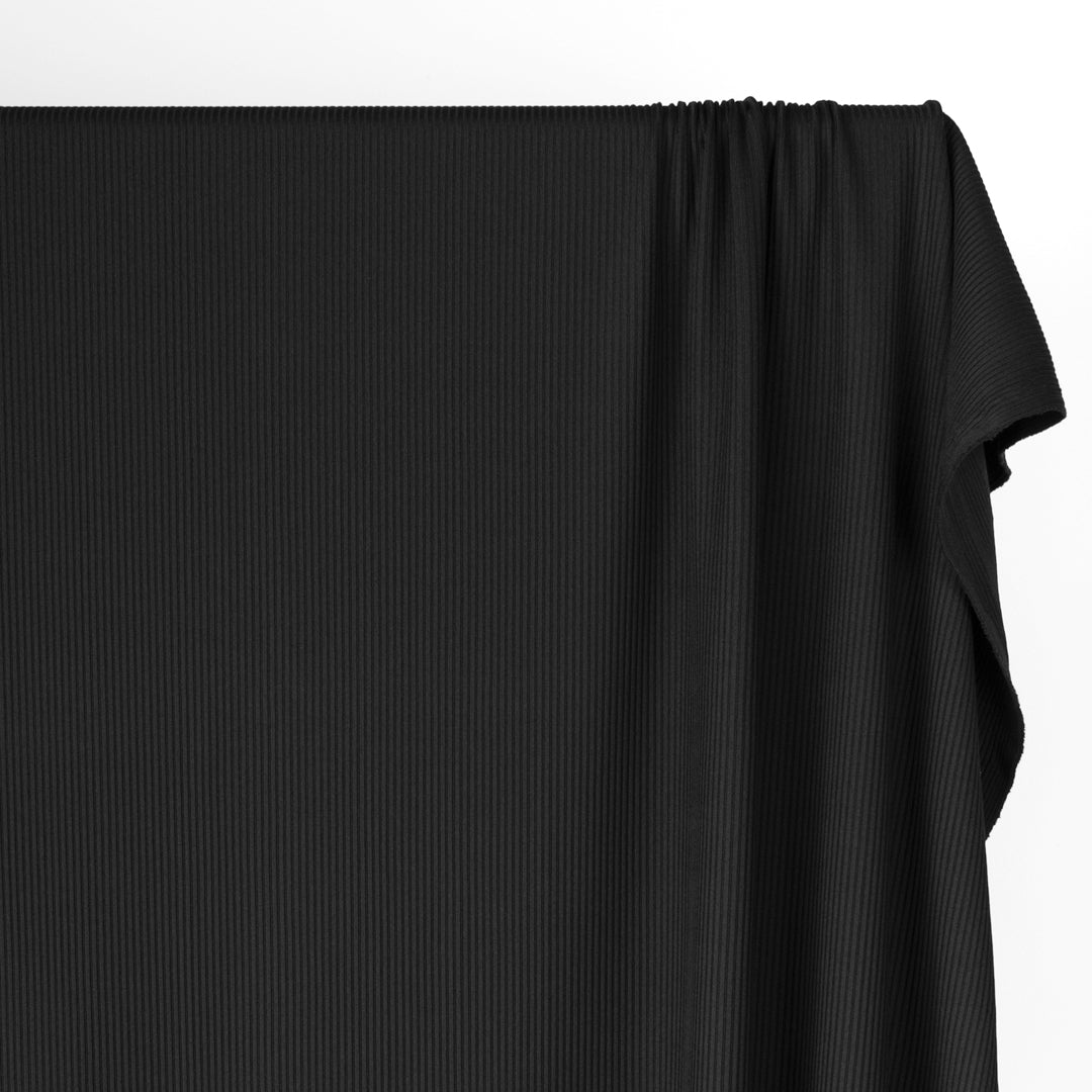 Recycled Poly Ribbed Swim Tricot - Black | Blackbird Fabrics