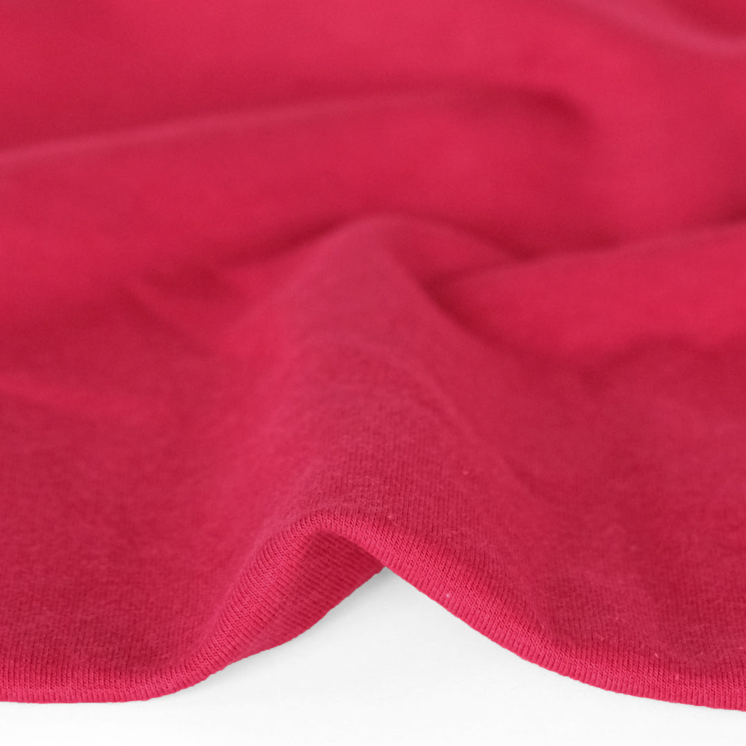 Bamboo & Cotton Stretch Fleece - Raspberry