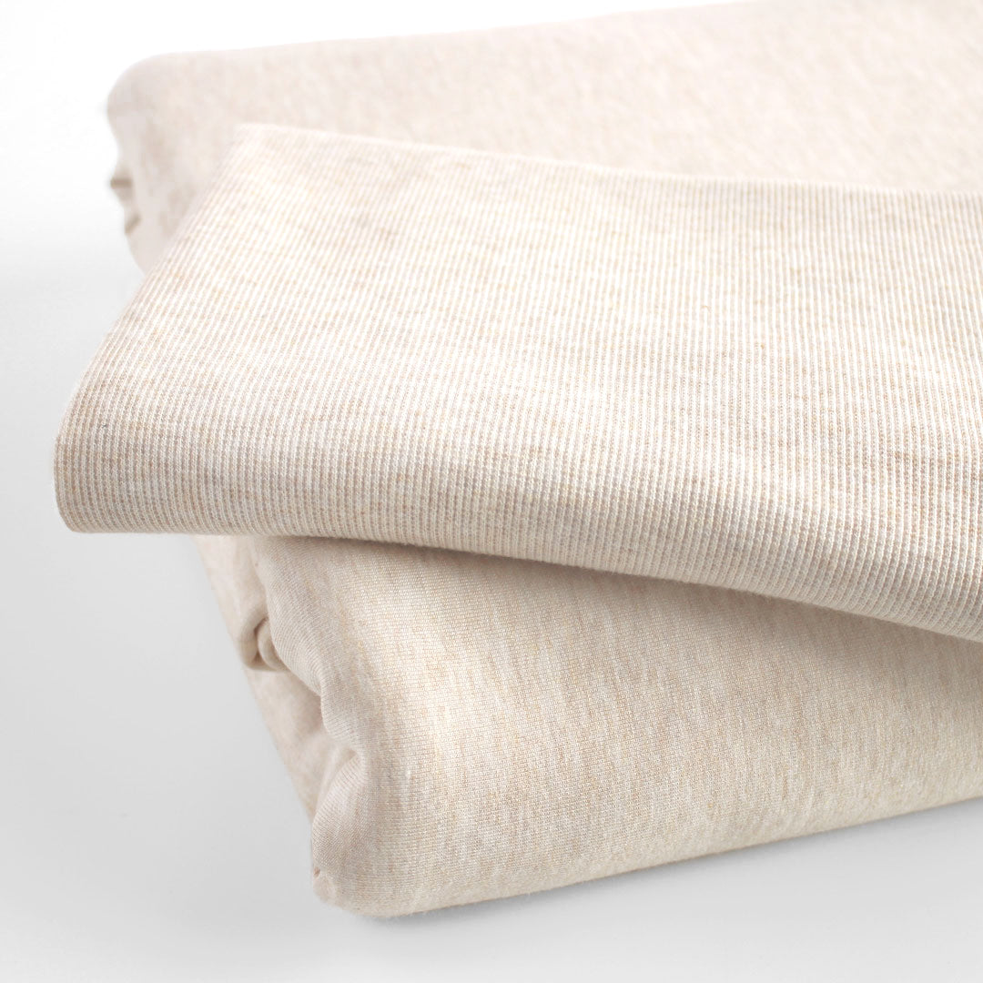 Bamboo & Cotton 2x2 Ribbing - Heather Almond