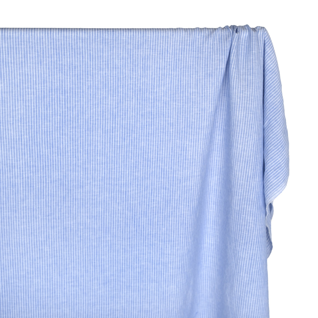 Mini Stripe Yarn Dyed Cotton Linen - Cornflower | Blackbird Fabrics