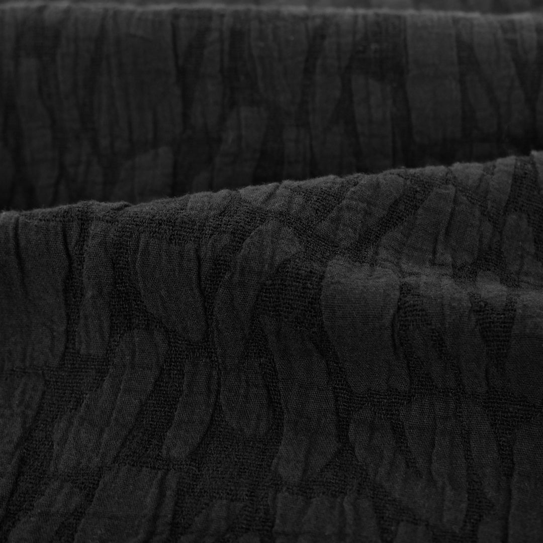 Abstract Textured Cotton Blend Jacquard - Black