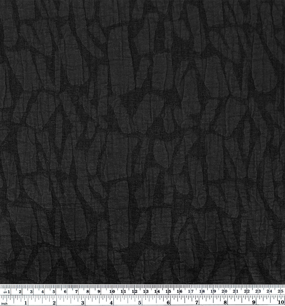 Abstract Textured Cotton Blend Jacquard - Black