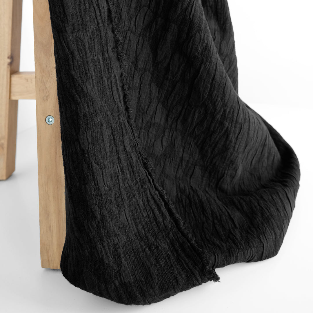 Abstract Textured Cotton Blend Jacquard - Black