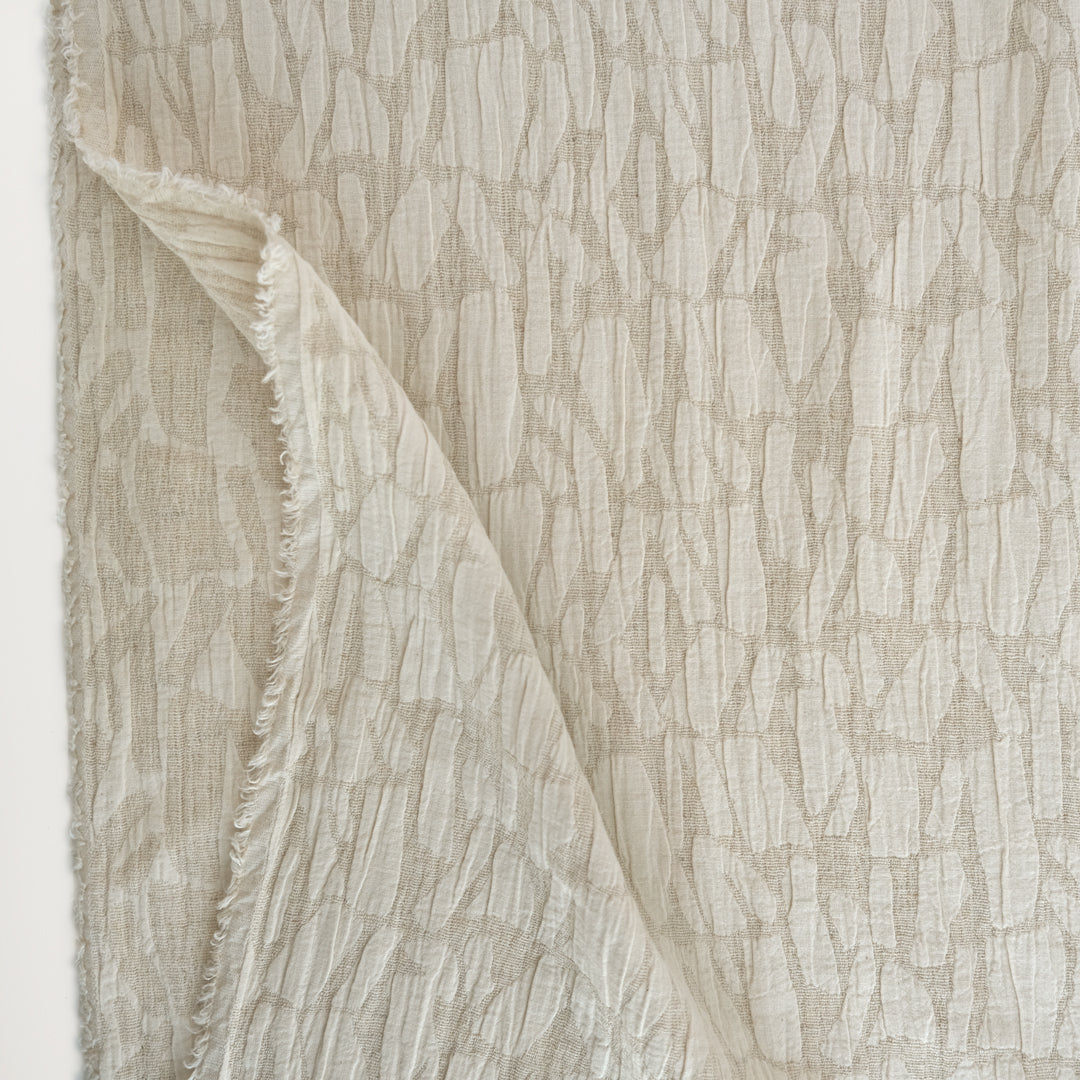 Abstract Textured Cotton Blend Jacquard - Oatmeal