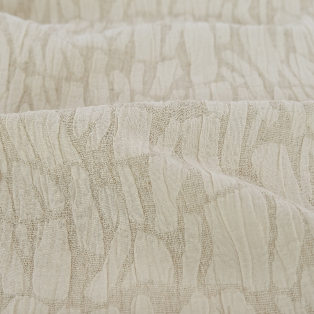 Abstract Textured Cotton Blend Jacquard - Oatmeal