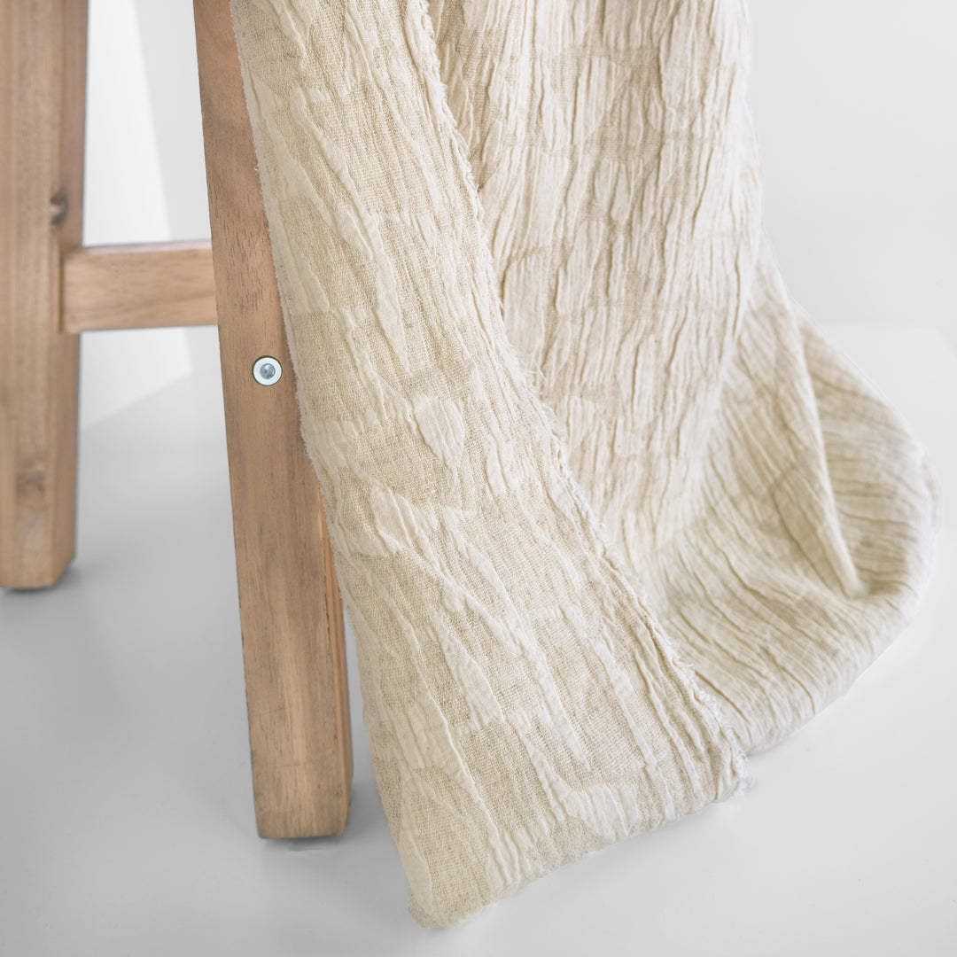 Abstract Textured Cotton Blend Jacquard - Oatmeal