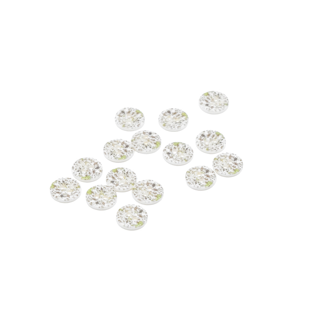Green Flurry 12mm Recycled Polyester Buttons - Set of 15