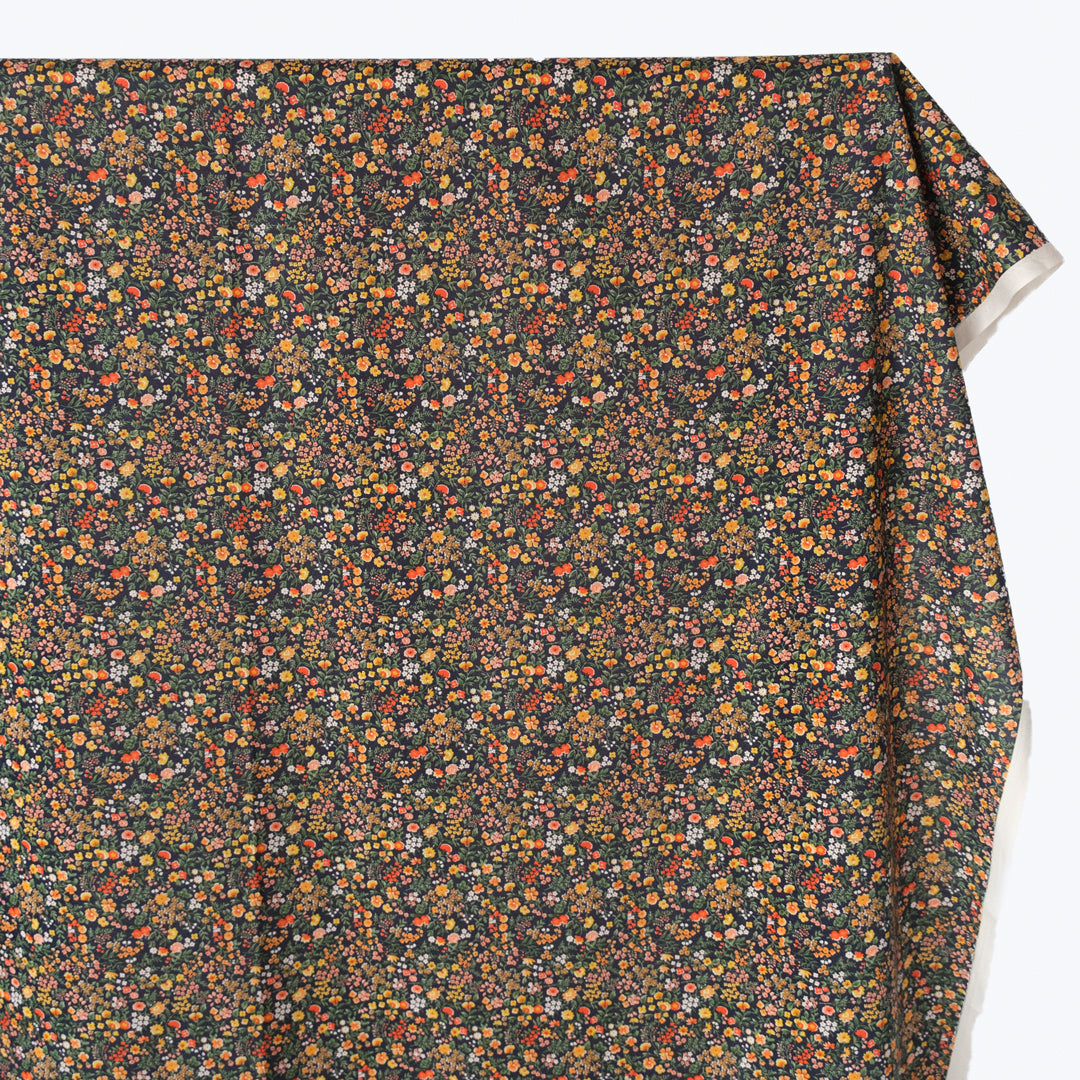 Ditsy Flower Cotton Lawn - Navy/Coral
