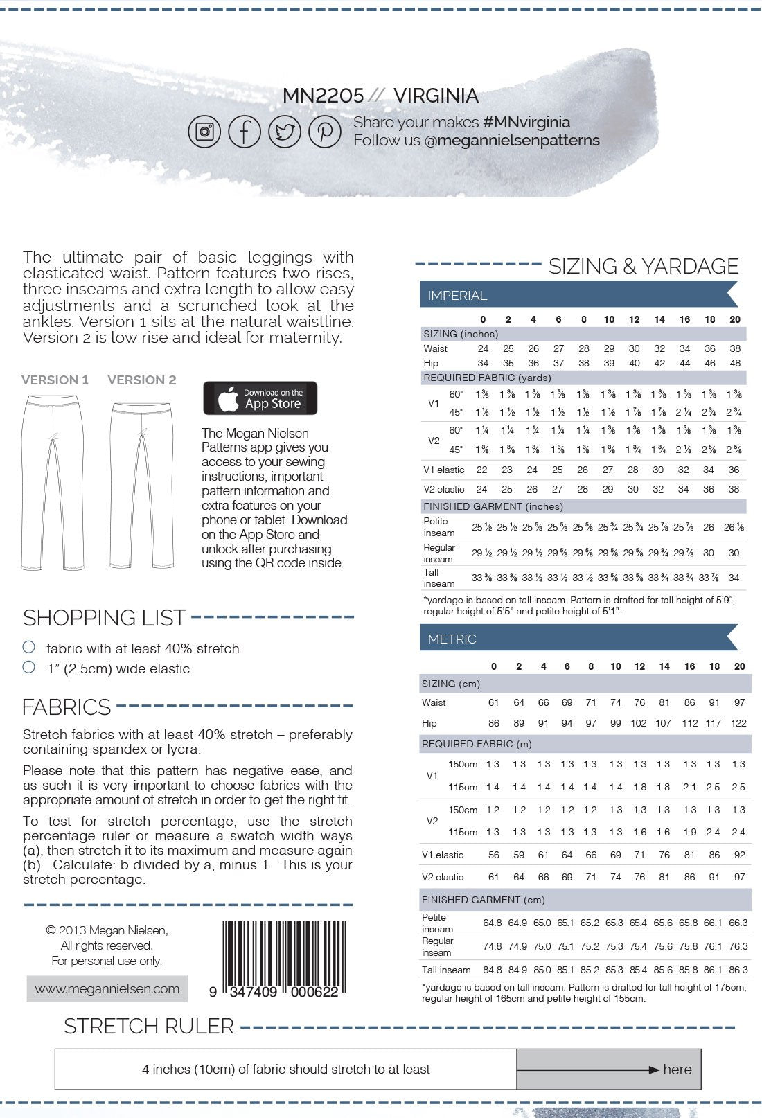 Virginia Leggings - Megan Nielsen