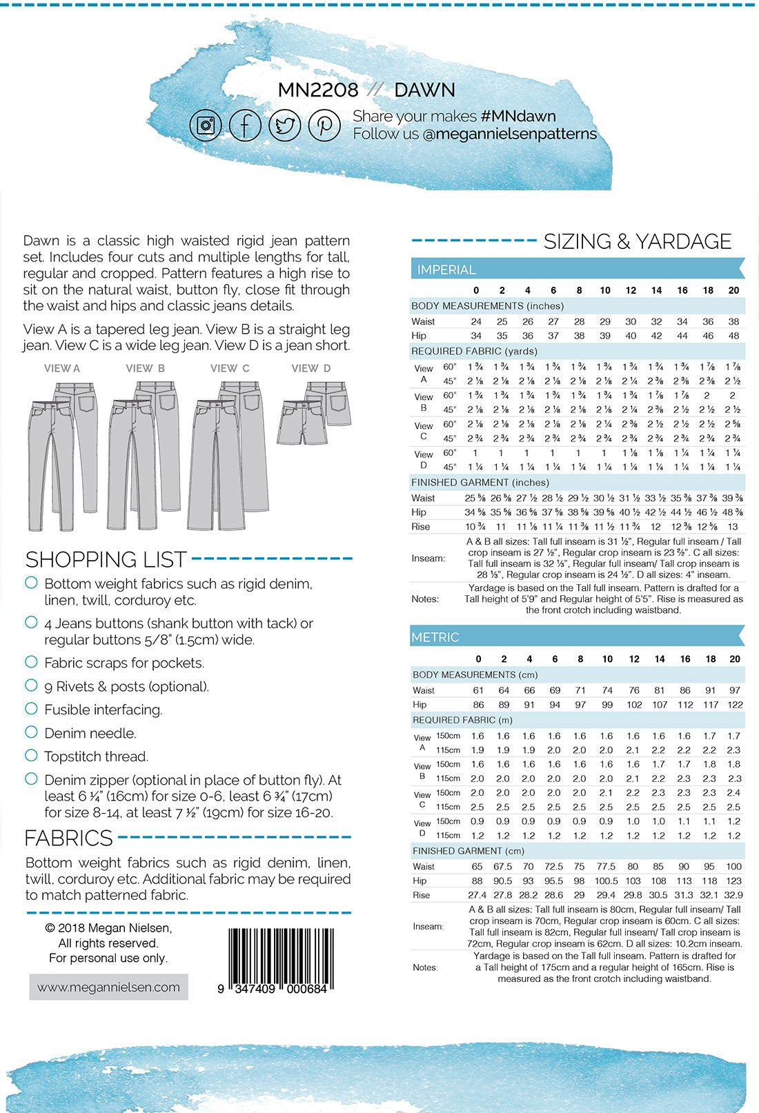 Dawn Jeans - Megan Nielsen