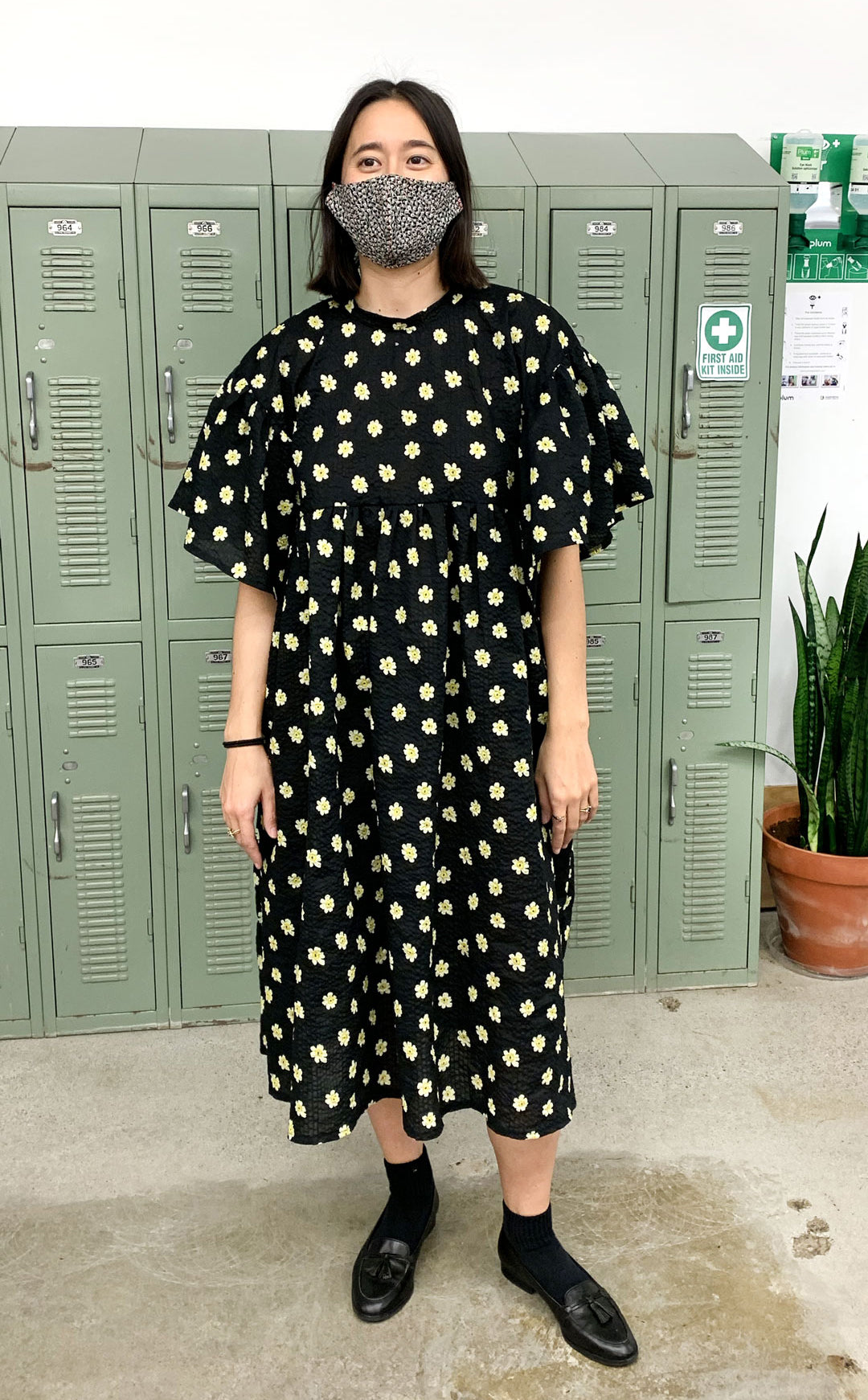 Bloom Print Crinkle Cotton - Black