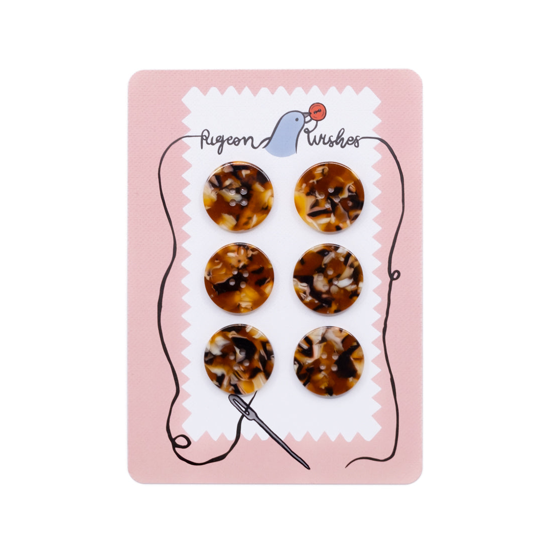 Pigeon Wishes Resin Buttons (25mm) Set of 6 - Chai Latte | Blackbird Fabrics