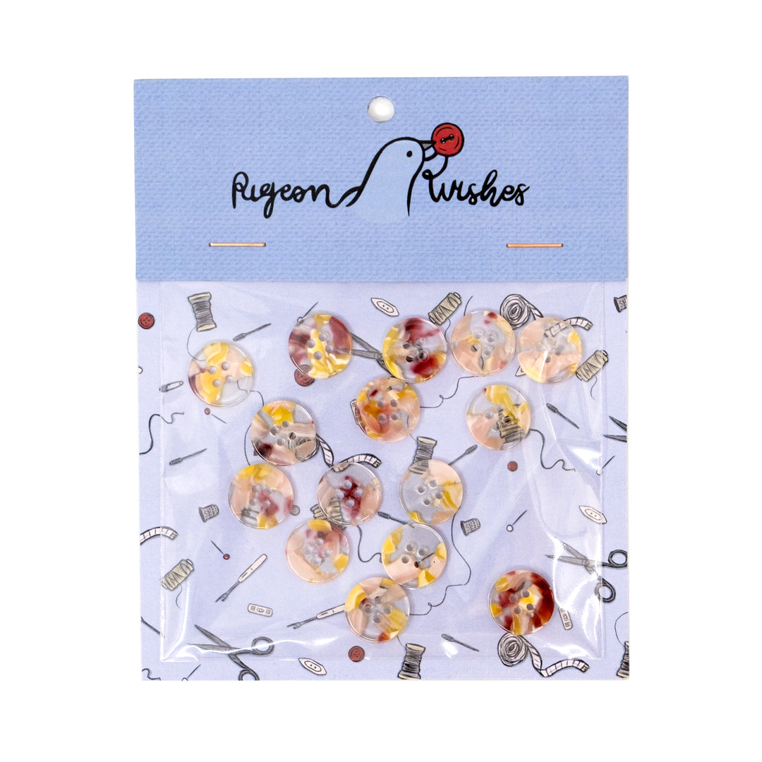 Pigeon Wishes Resin Shirting Buttons (15mm) Set of 15 - Whimsical
