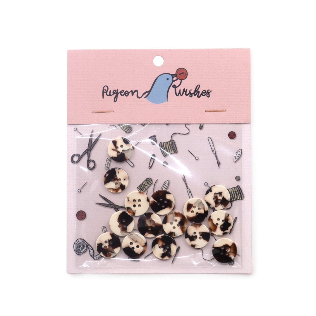 Pigeon Wishes Resin Shirting Buttons (15mm) Set of 15 - Wuthering | Blackbird Fabrics
