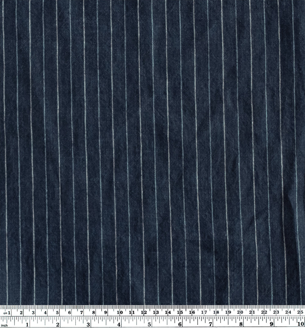 Pinstripe Stonewashed Linen - Navy | Blackbird Fabrics