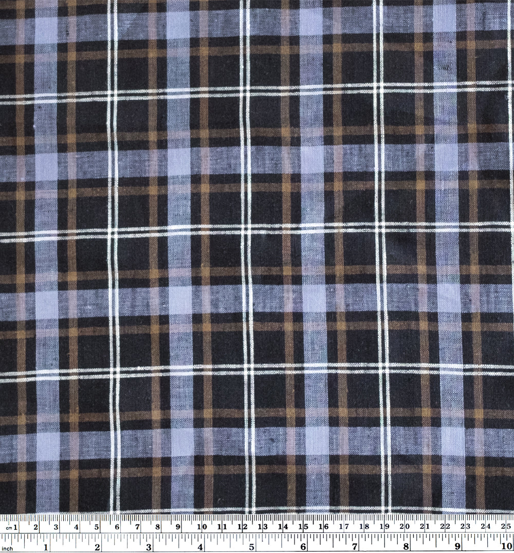 Classic Check Yarn Dyed Linen - Black/Periwinkle/White | Blackbird Fabrics