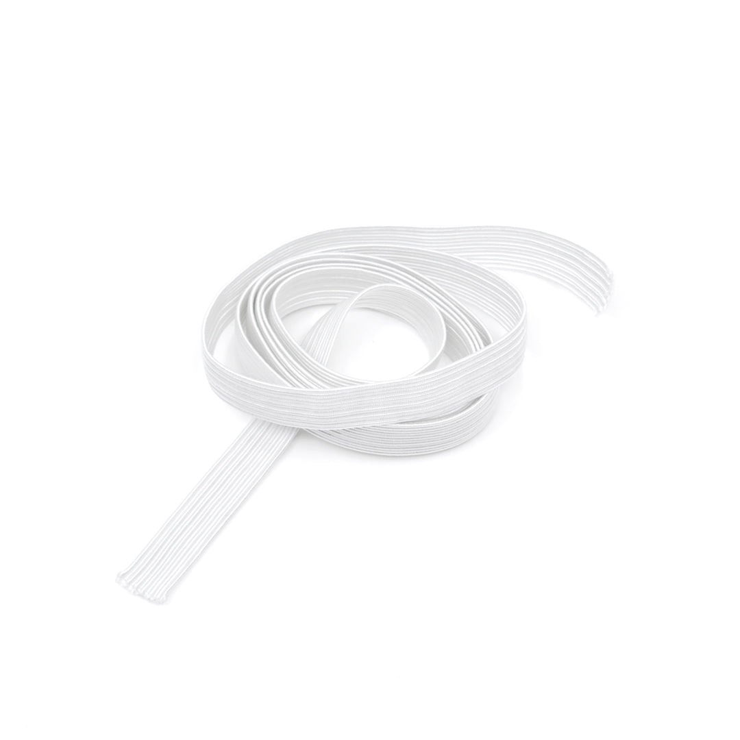 ½" (12mm) Flat Braided Elastic - White - 1 meter