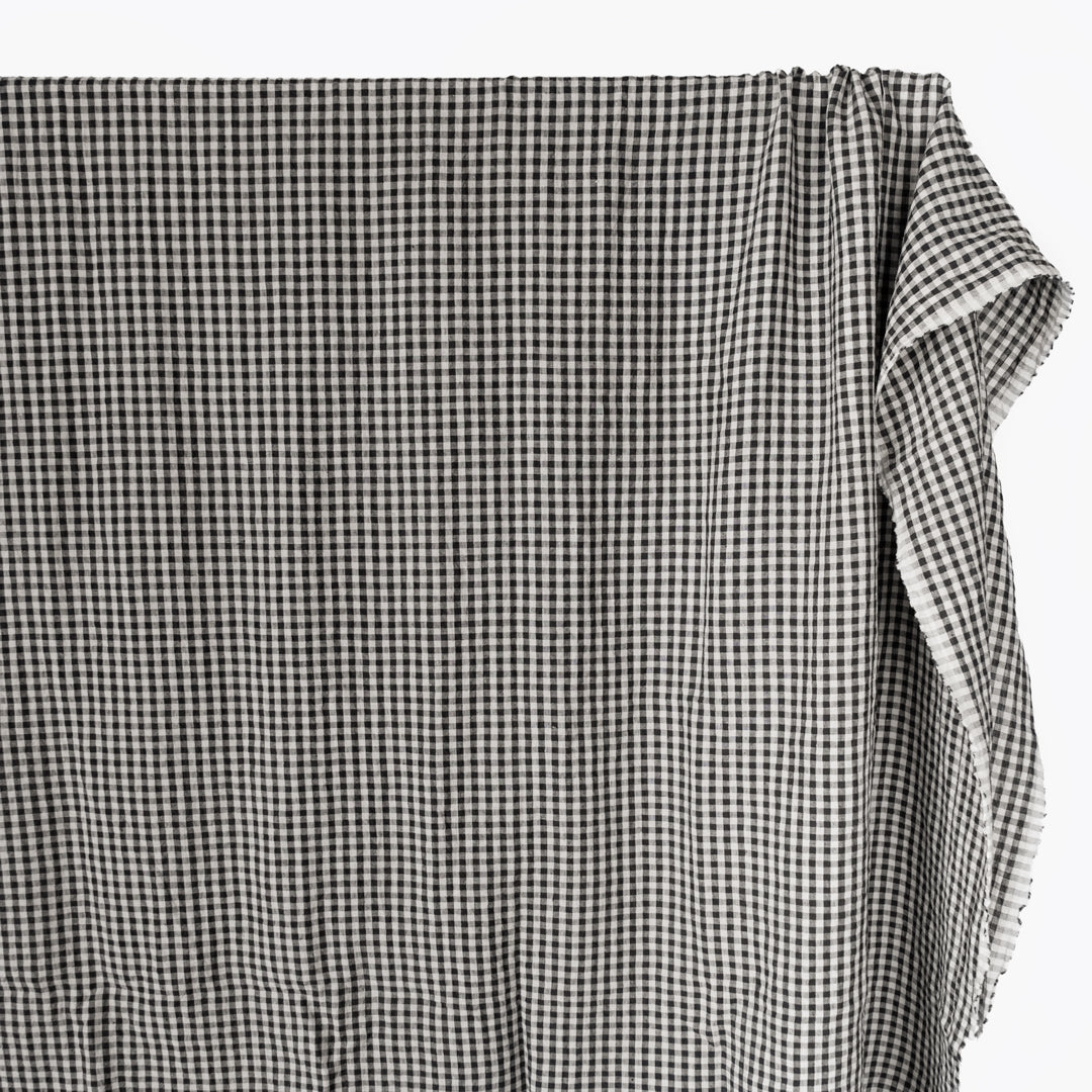 Stonewashed Gingham Linen - Black/Pebble