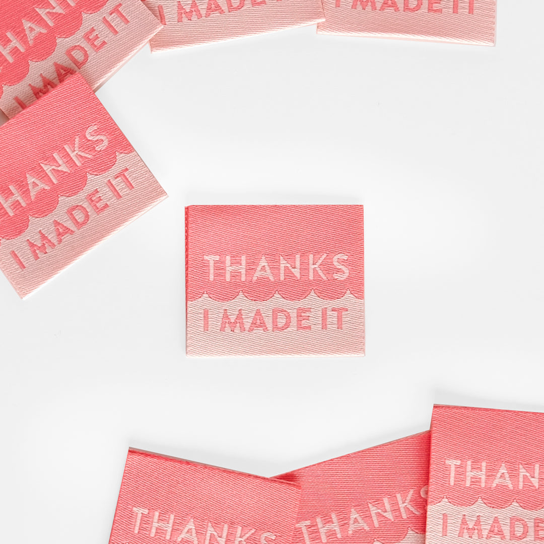THANKS I MADE IT PINK Woven Labels by Sarah Hearts