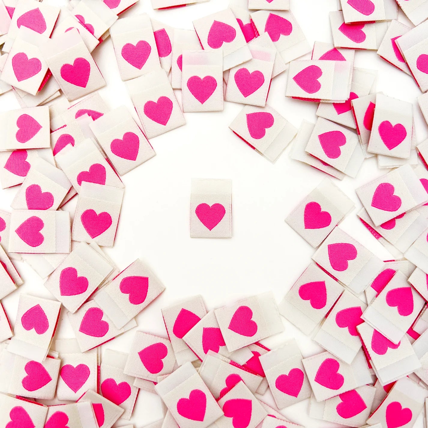 Pink Heart Woven Labels by Sarah Hearts