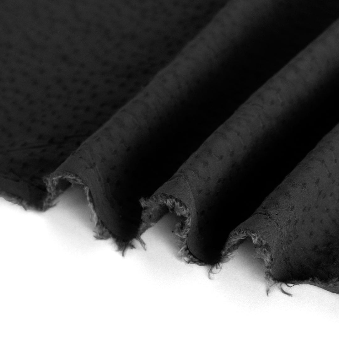 Silky Dotted Viscose Dobby - Black