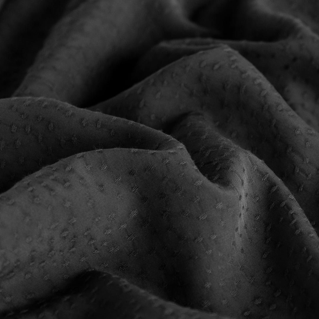 Silky Dotted Viscose Dobby - Black