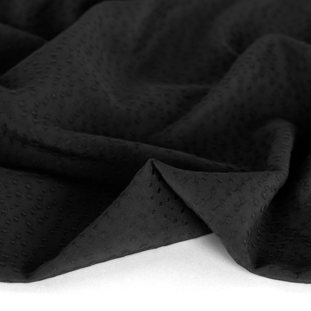 Silky Dotted Viscose Dobby - Black