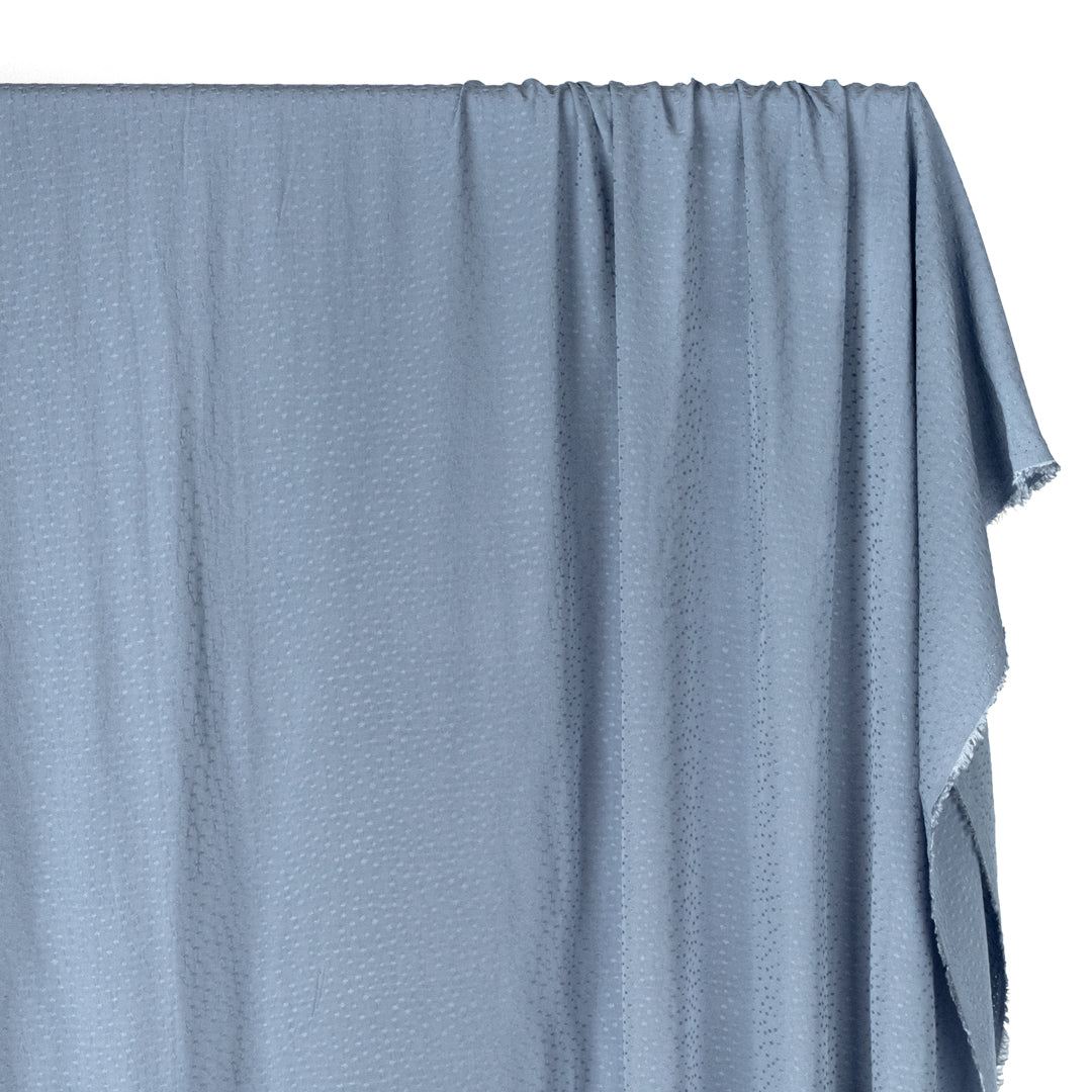 Silky Dotted Viscose Dobby - Bluestone