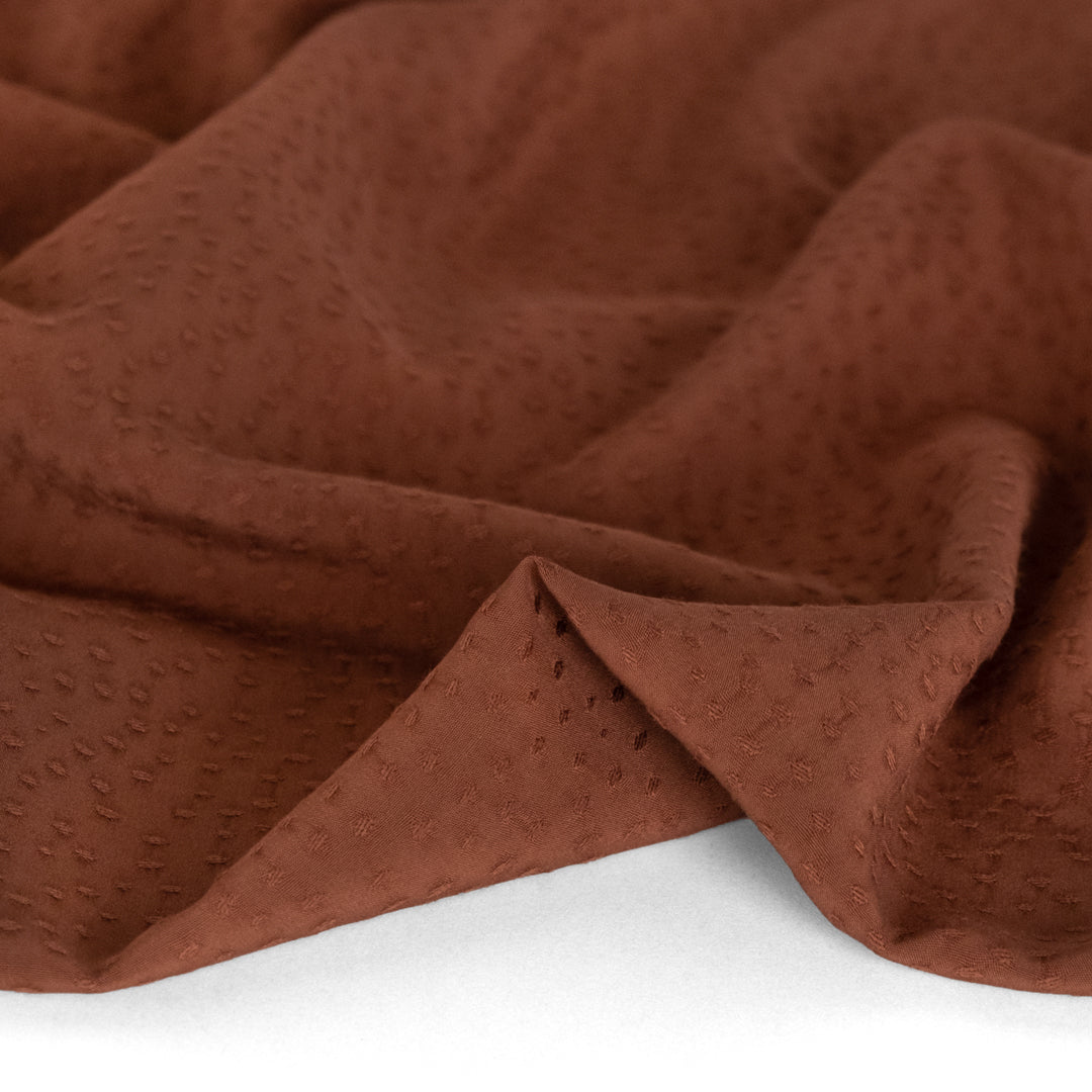Silky Dotted Viscose Dobby - Chocolate