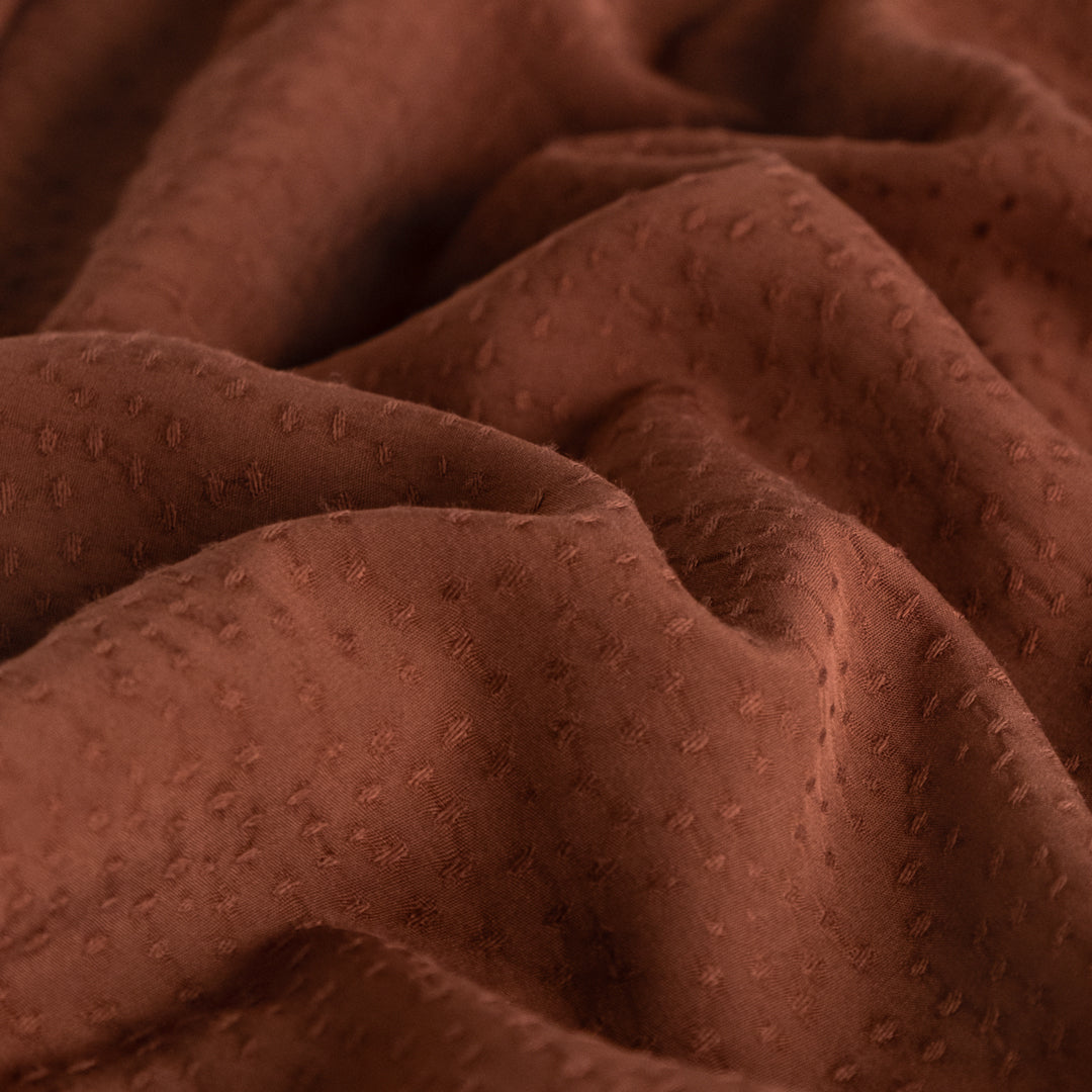 Silky Dotted Viscose Dobby - Chocolate