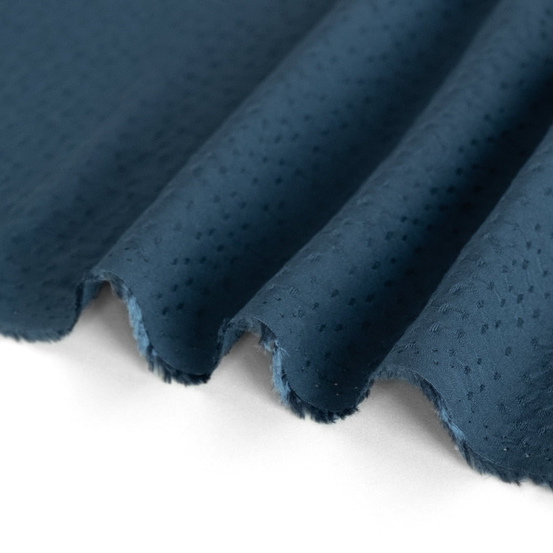 Silky Dotted Viscose Dobby - Deep Ocean