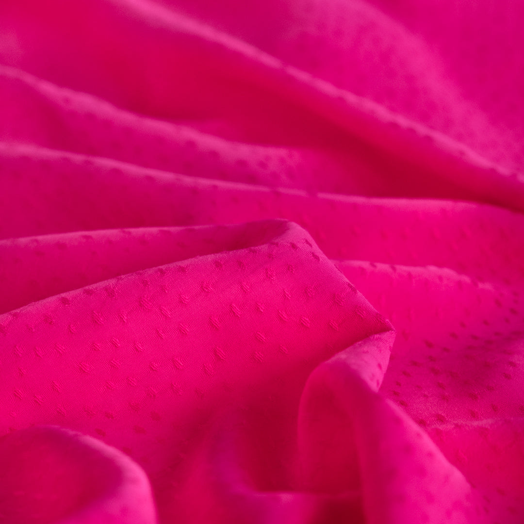 Silky Dotted Viscose Dobby - Electric Pink