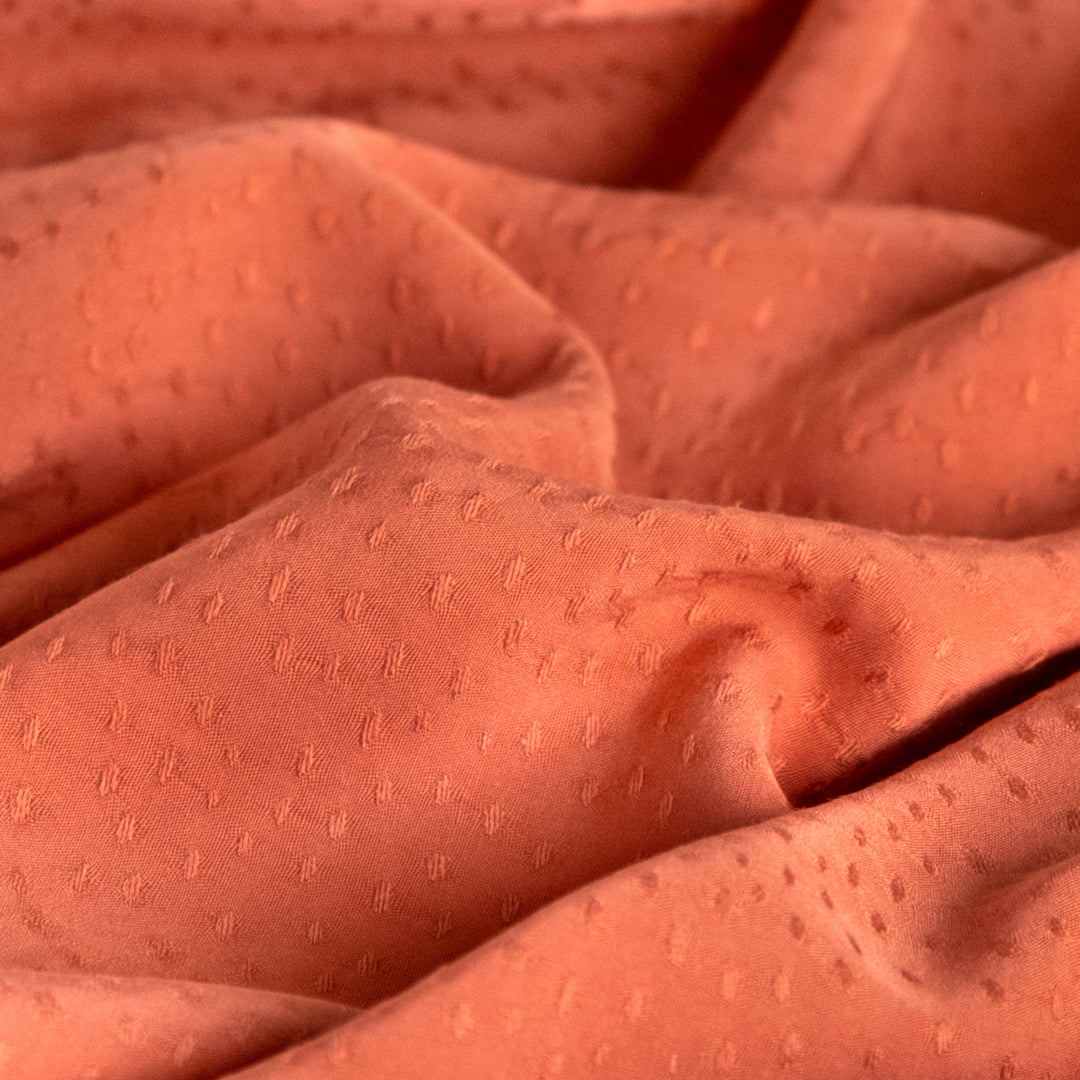 Silky Dotted Viscose Dobby - Persimmon