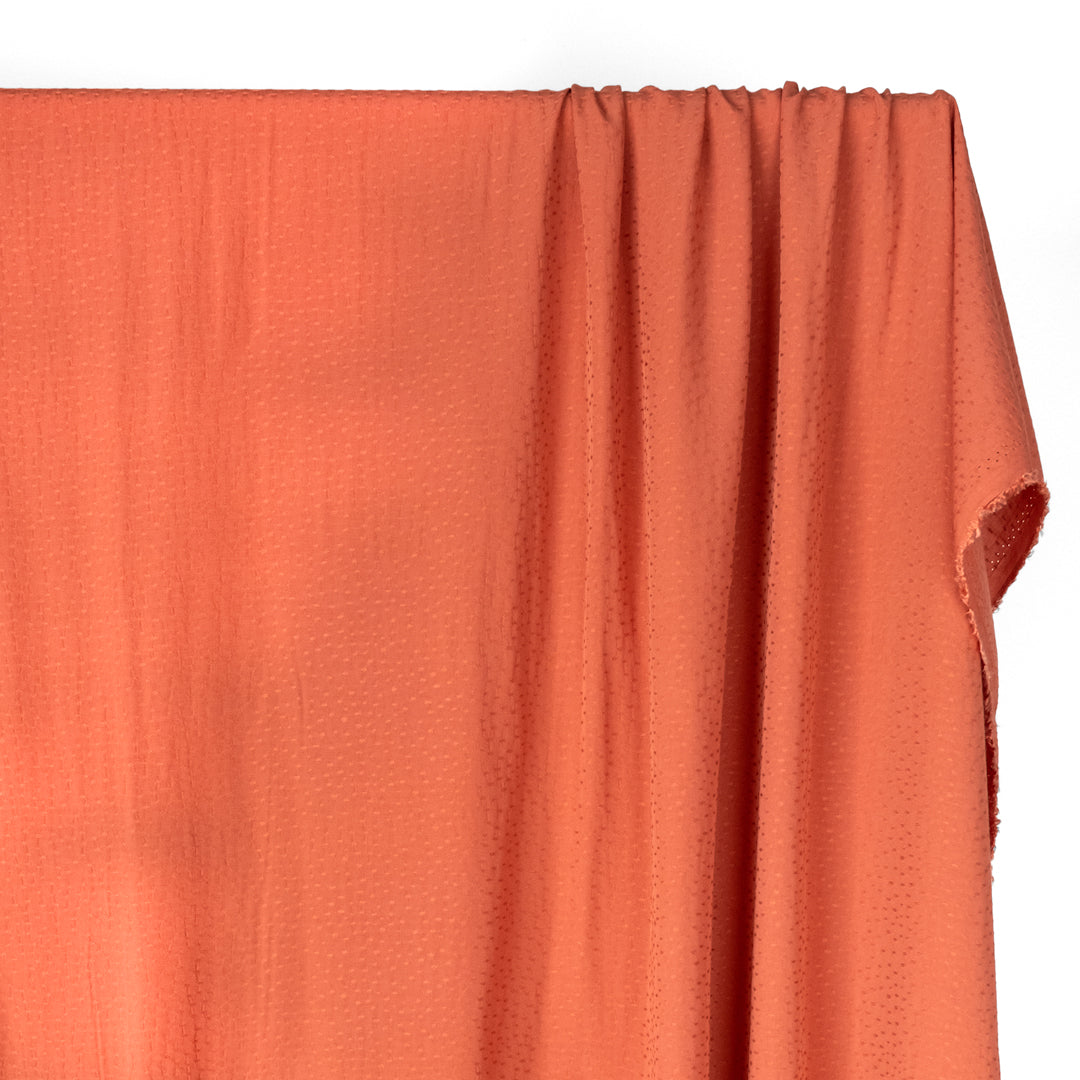 Silky Dotted Viscose Dobby - Persimmon