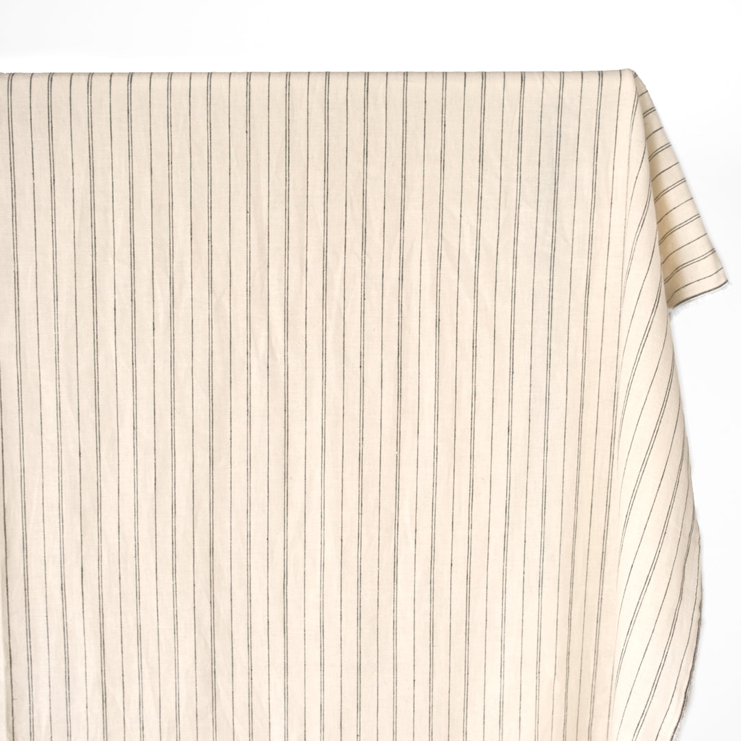 Striped Hemp & Organic Cotton Chambray - Ivory/Black