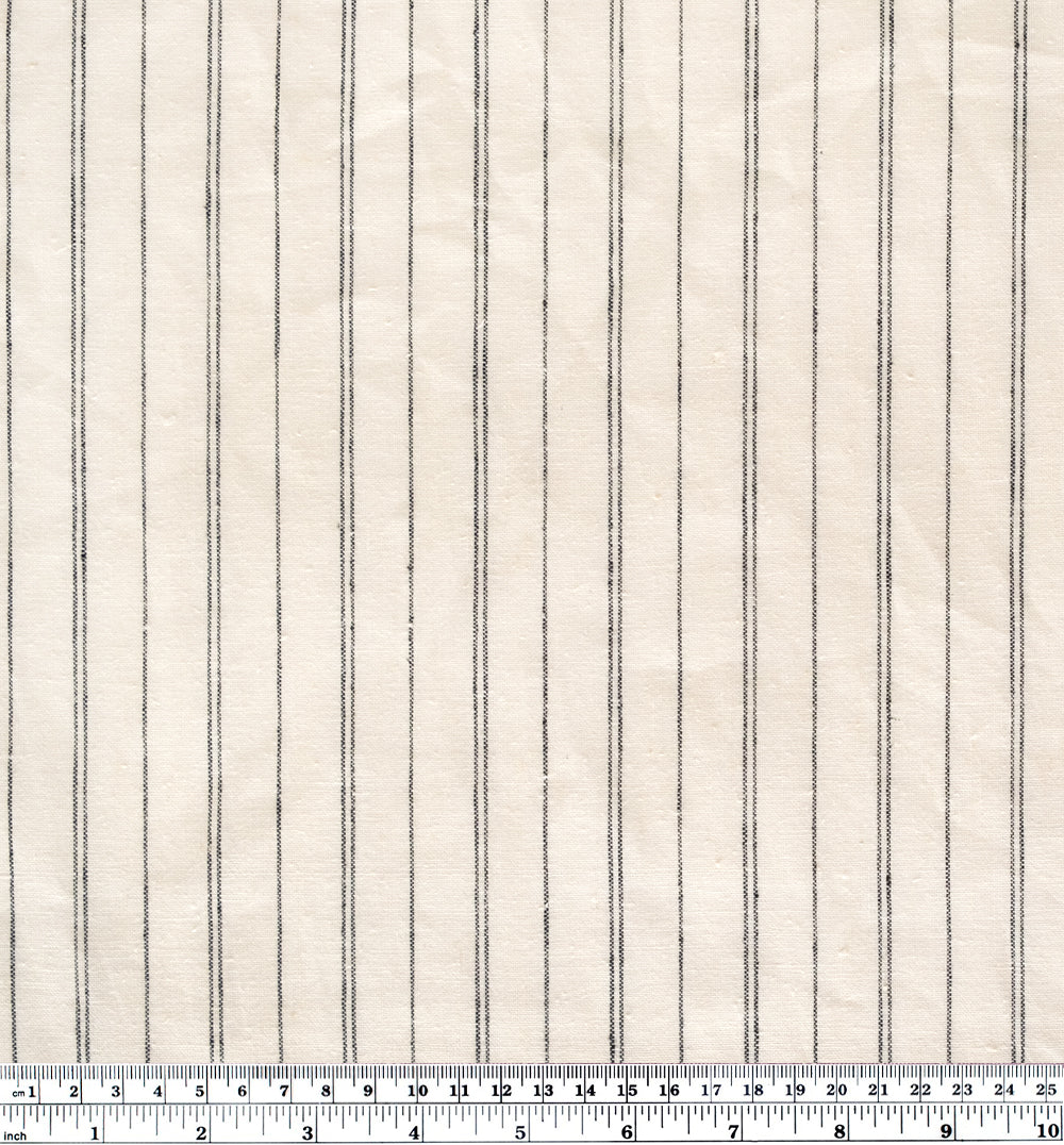 Striped Hemp & Organic Cotton Chambray - Ivory/Black