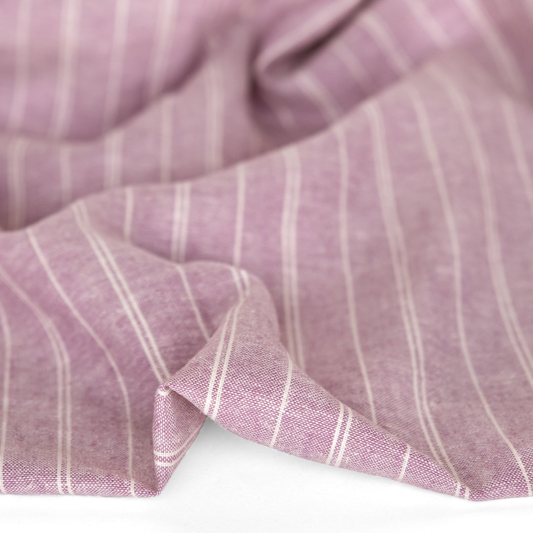 Striped Hemp & Organic Cotton Chambray - Thistle/Ivory