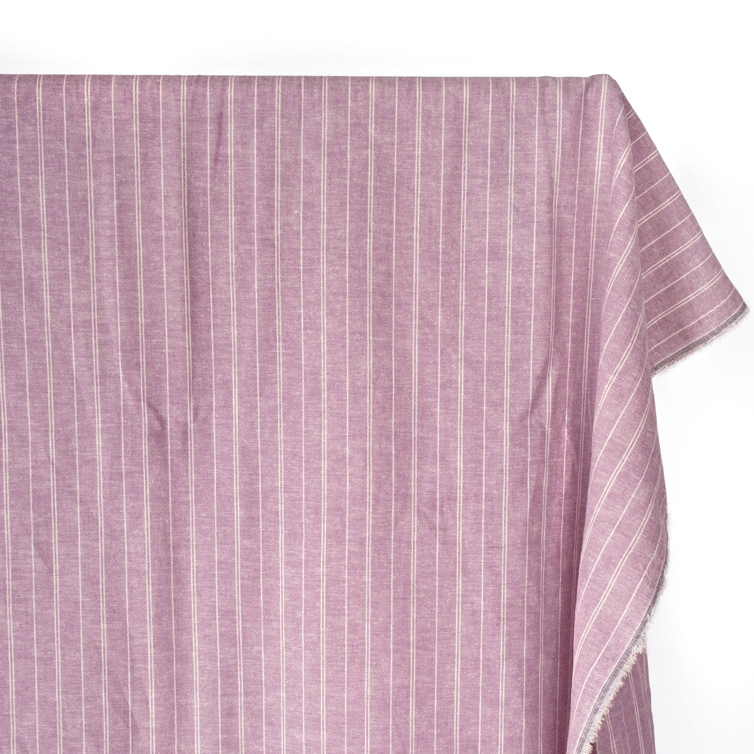 Striped Hemp & Organic Cotton Chambray - Thistle/Ivory